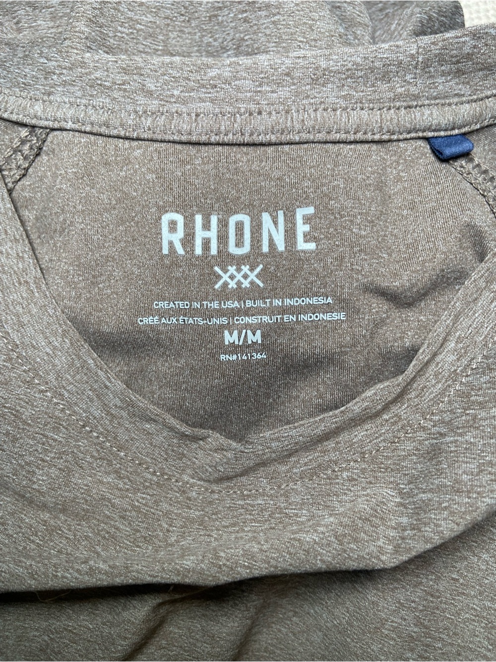 Rhone Reign Long Sleeve Performance Outdoor Sports Shirt Mens M Heather Brown - Picture 4 of 6
